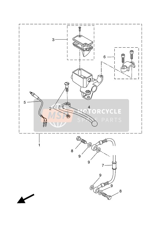 Yamaha YQ50L AEROX 2011 Pompa freno posteriore per un 2011 Yamaha YQ50L AEROX